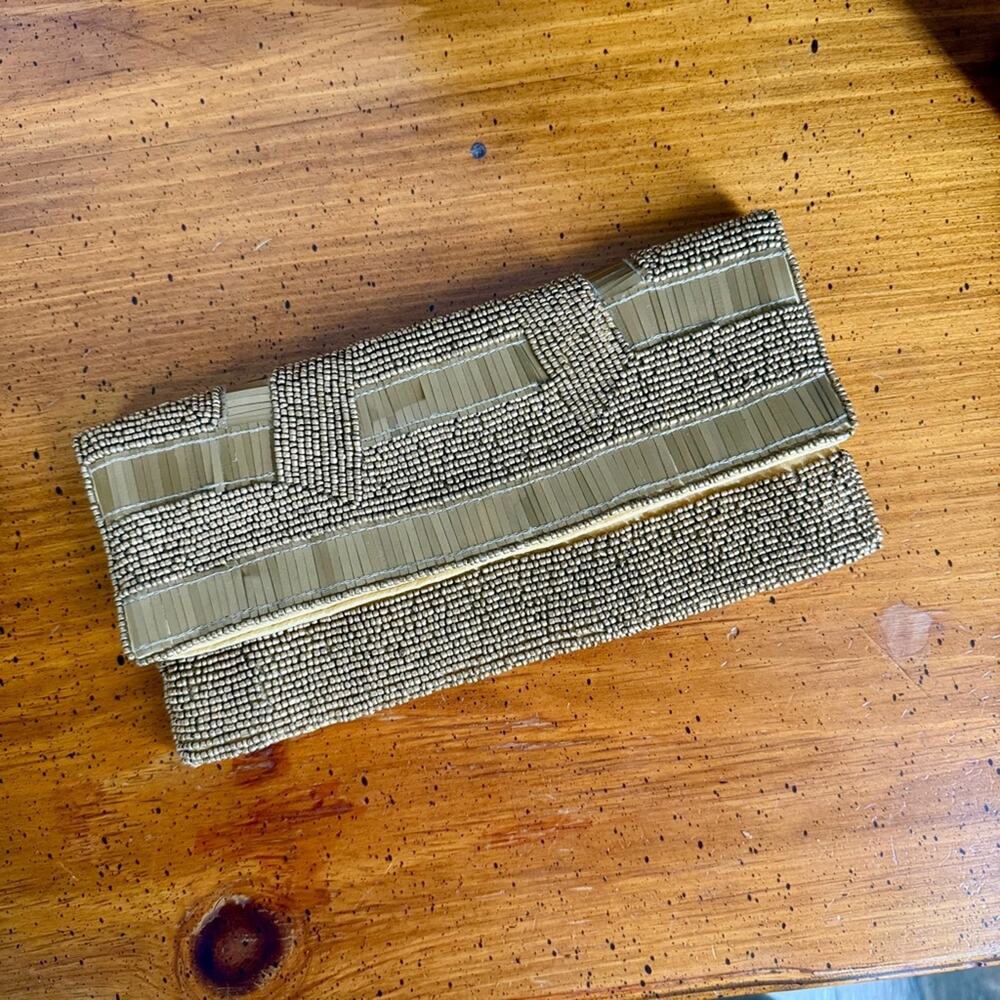 Vintage Sopressa Gold Beaded Clutch | Metallic Statement Evening Bag - Picture 7 of 7